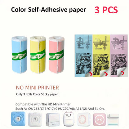 Thermal Mini Printer, Portable Inkless Sticker Maker,Bluetooth Free Cut Small Pocket Printer for Children DIY 57Mm Photo Print