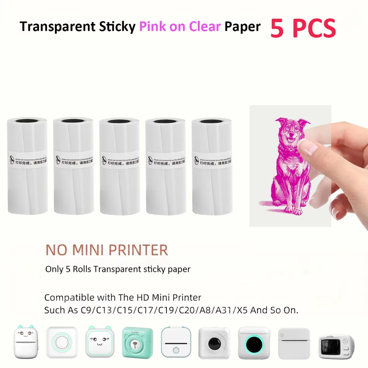 Thermal Mini Printer, Portable Inkless Sticker Maker,Bluetooth Free Cut Small Pocket Printer for Children DIY 57Mm Photo Print
