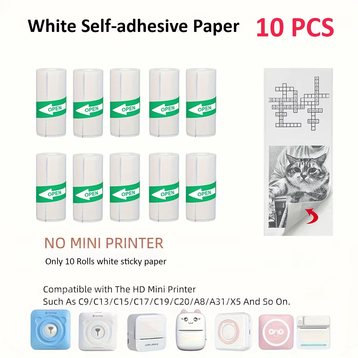 Thermal Mini Printer, Portable Inkless Sticker Maker,Bluetooth Free Cut Small Pocket Printer for Children DIY 57Mm Photo Print