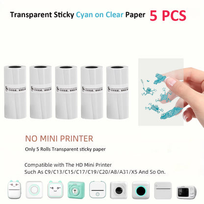 Thermal Mini Printer, Portable Inkless Sticker Maker,Bluetooth Free Cut Small Pocket Printer for Children DIY 57Mm Photo Print
