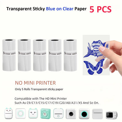 Thermal Mini Printer, Portable Inkless Sticker Maker,Bluetooth Free Cut Small Pocket Printer for Children DIY 57Mm Photo Print