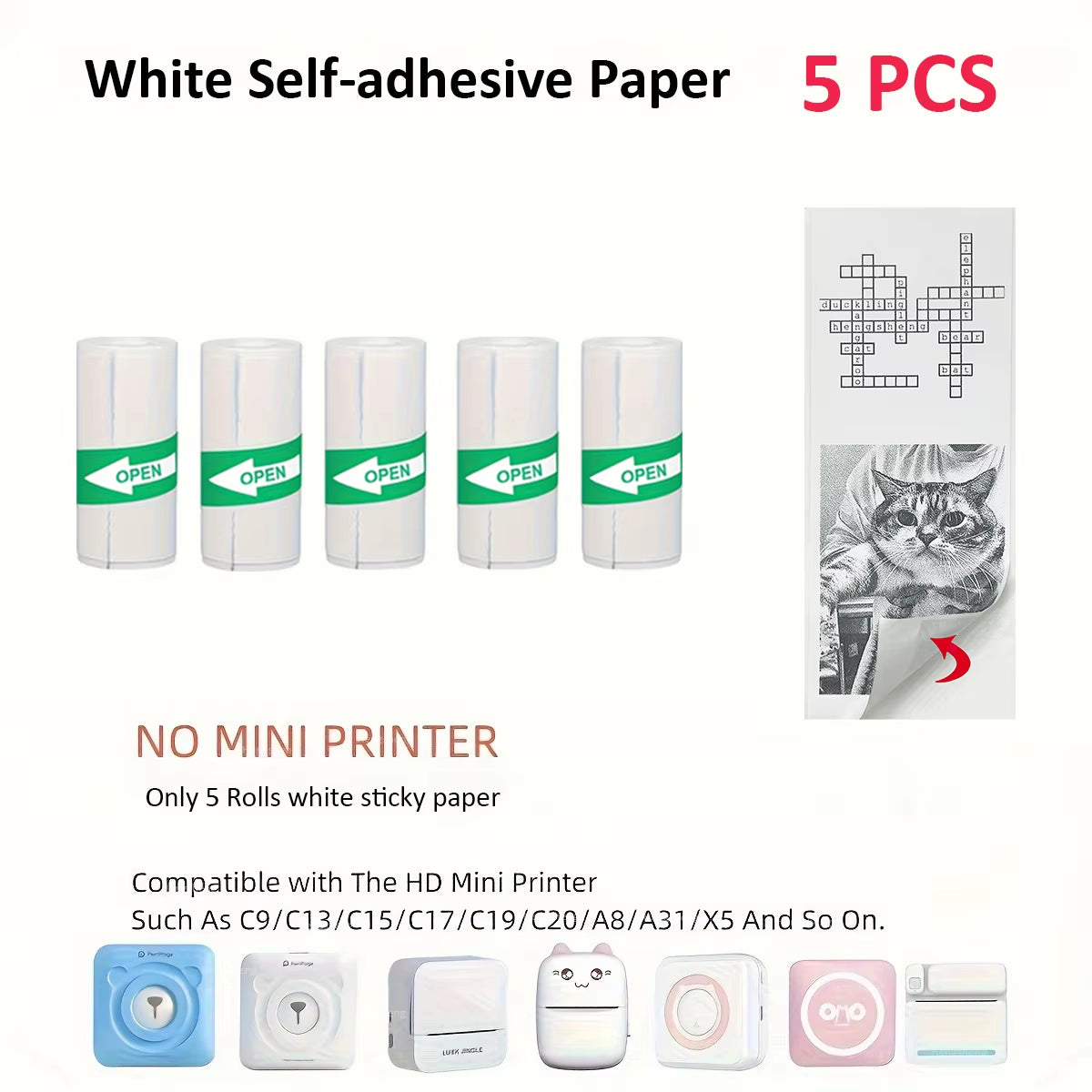 Thermal Mini Printer, Portable Inkless Sticker Maker,Bluetooth Free Cut Small Pocket Printer for Children DIY 57Mm Photo Print